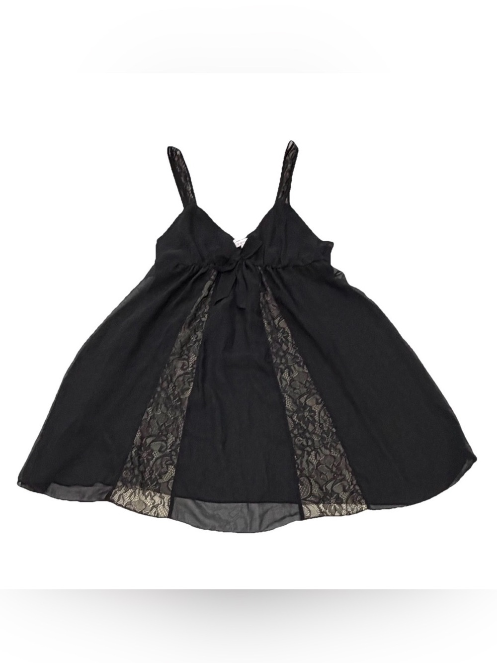 Oscar De La Renta Pink Label Babydoll Slip Dress Small Black Straps Lingerie